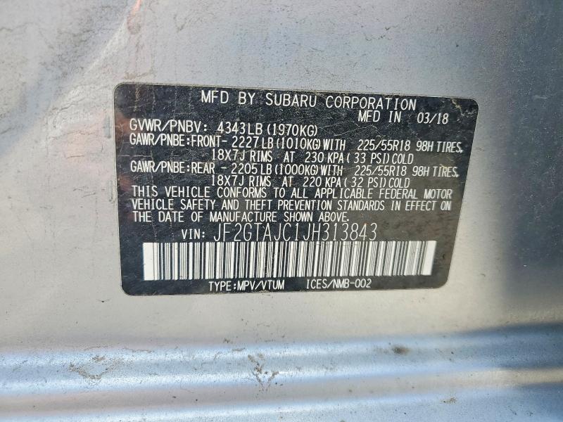 Продаж на аукціоні авто 2018 Subaru Crosstrek, vin: JF2GTAJC1JH313843, номер лоту: 57721256