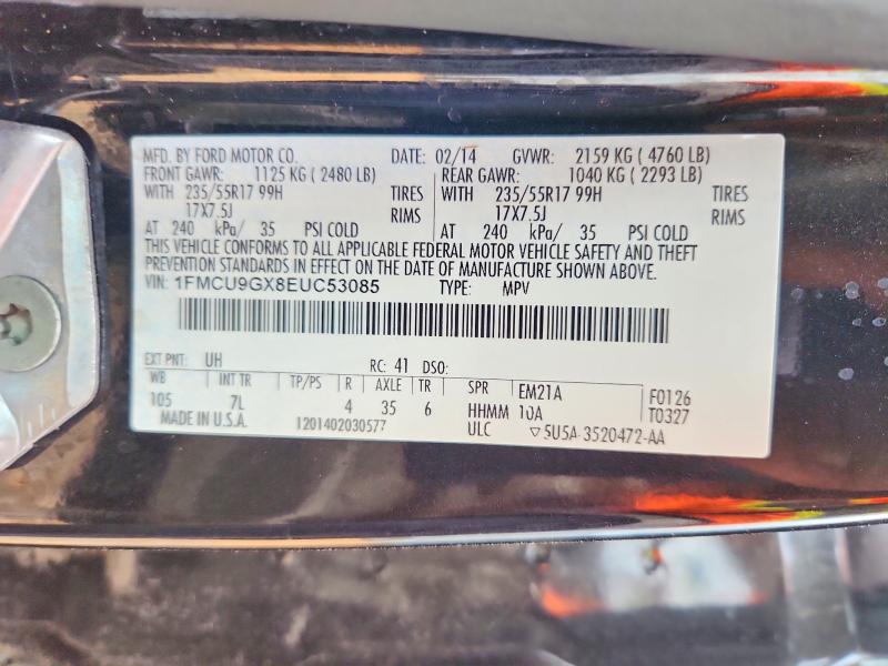 58823526 :رقم المزاد ، 1FMCU9GX8EUC53085 vin ، 2014 Ford Escape مزاد بيع
