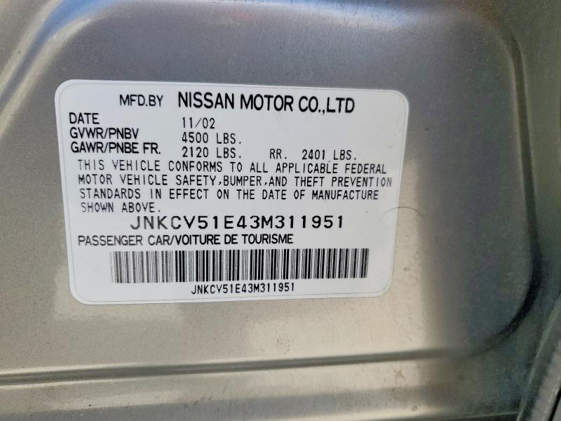 Продаж на аукціоні авто 2003 Infiniti G35, vin: JNKCV51E43M311951, номер лоту: 55976846