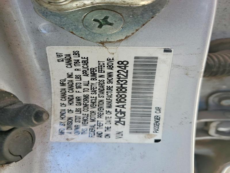 2008 Honda Civic მანქანა იყიდება აუქციონზე, vin: 2HGFA16818H312248, აუქციონის ნომერი: 56713206