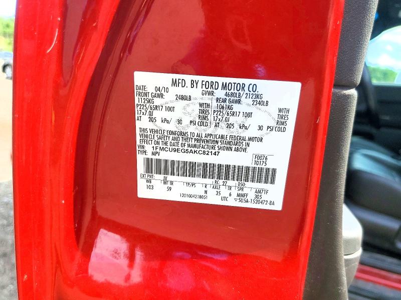 Продаж на аукціоні авто 2010 Ford Escape, vin: 1FMCU9EG5AKC82147, номер лоту: 58094206