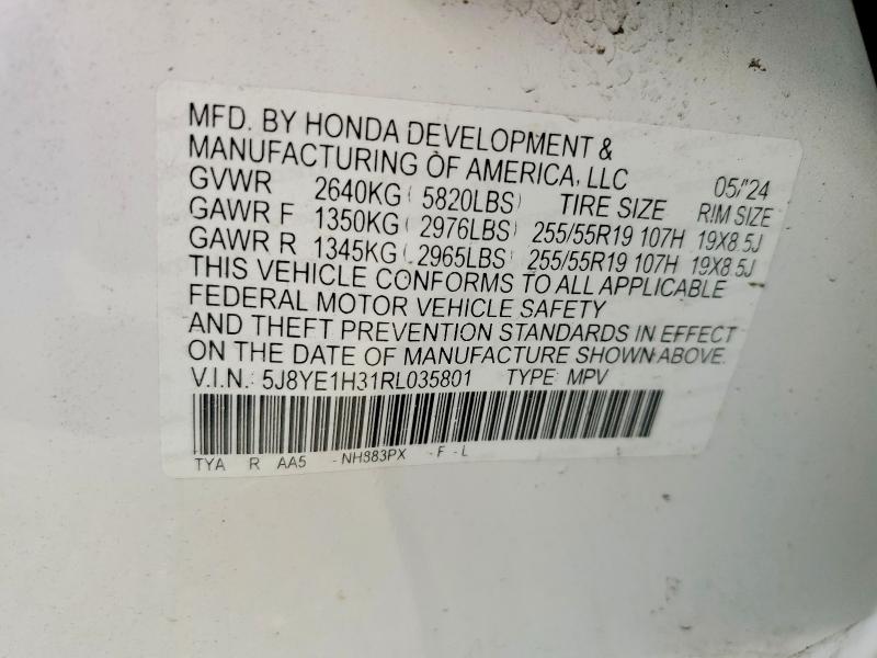 56780666 :رقم المزاد ، 5J8YE1H31RL035801 vin ، 2024 Acura Mdx مزاد بيع