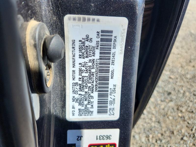 2009 Toyota Corolla მანქანა იყიდება აუქციონზე, vin: 1NXBU40EX9Z025571, აუქციონის ნომერი: 57862426