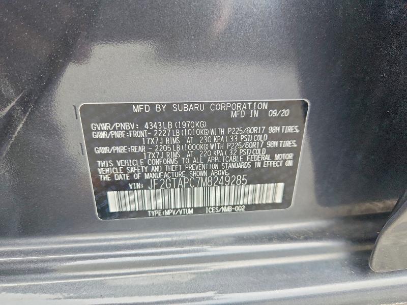 2021 Subaru Crosstrek მანქანა იყიდება აუქციონზე, vin: JF2GTAPC7M8249285, აუქციონის ნომერი: 57747286