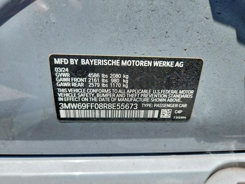 2024 Bmw 330i მანქანა იყიდება აუქციონზე, vin: 3MW69FF08R8E55673, აუქციონის ნომერი: 56895146