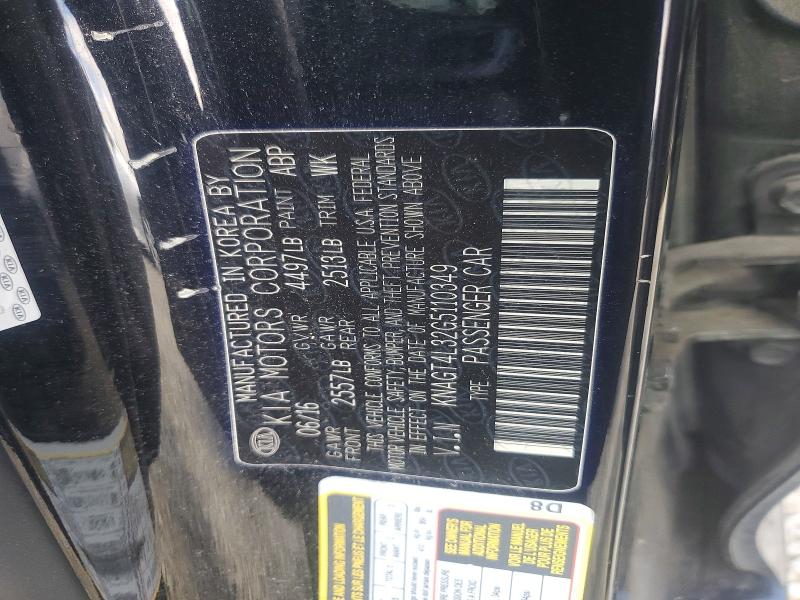 Aukcja sprzedaży 2016 Kia Optima, vin: KNAGT4L32G5110349, numer aukcji: 56699736