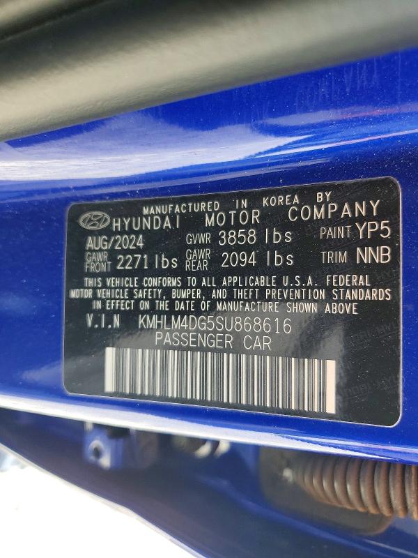 Продажа на аукционе авто 2025 Hyundai Elantra, vin: KMHLM4DG5SU868616, номер лота: 58267186