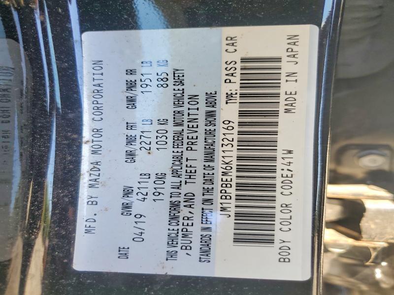 57658296 :رقم المزاد ، JM1BPBEM6K1132169 vin ، 2019 Mazda 3 مزاد بيع