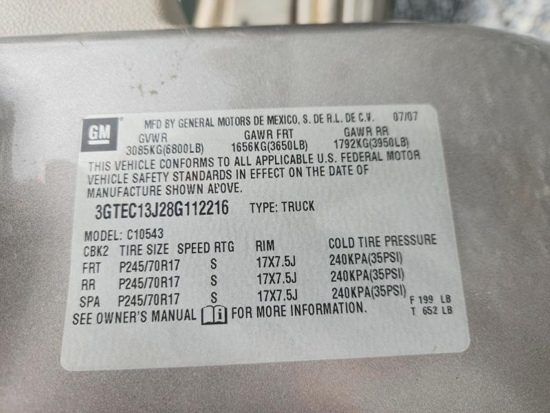 58353746 :رقم المزاد ، 3GTEC13J28G112216 vin ، 2008 Gmc Sierra مزاد بيع