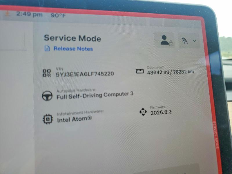 55367036 :رقم المزاد ، 5YJ3E1EA6LF745220 vin ، 2020 Tesla Model 3 مزاد بيع