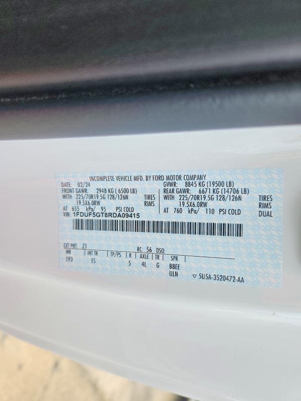2024 Ford F550 მანქანა იყიდება აუქციონზე, vin: 1FDUF5GT8RDA09415, აუქციონის ნომერი: 60983306