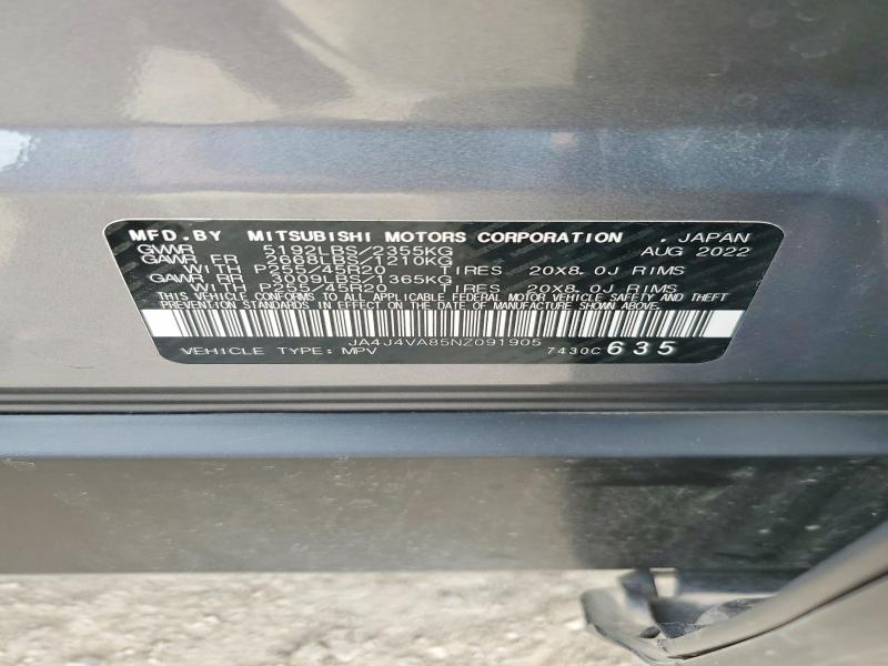 Продаж на аукціоні авто 2022 Mitsubishi Outlander, vin: JA4J4VA85NZ091905, номер лоту: 55957766