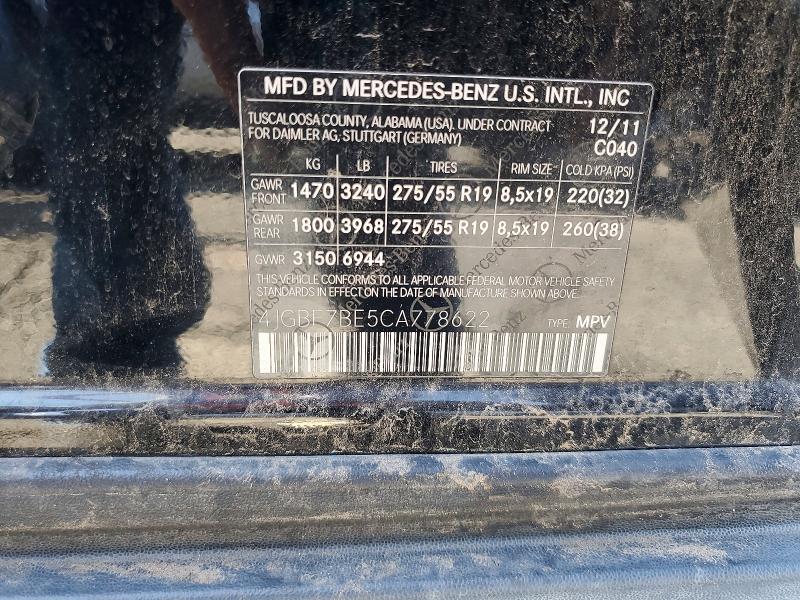 57012746 :رقم المزاد ، 4JGBF7BE5CA778622 vin ، 2012 Mercedes-benz Gl مزاد بيع