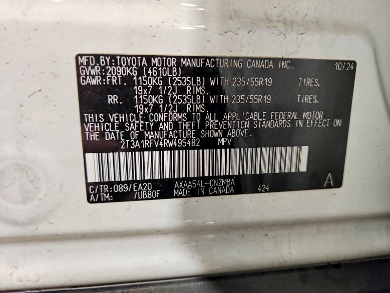 Продажа на аукционе авто 2024 Toyota Rav4, vin: 2T3A1RFV4RW495482, номер лота: 56623026