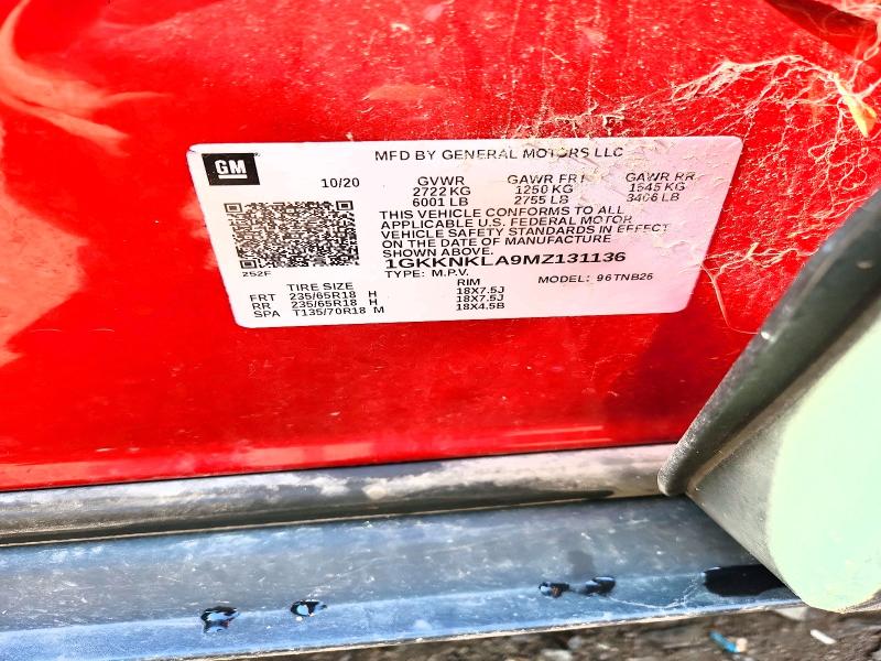 Aukcja sprzedaży 2021 Gmc Acadia, vin: 1GKKNKLA9MZ131136, numer aukcji: 56729586