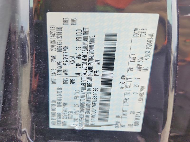 55764626 :رقم المزاد ، 1FMCU0F76FUB81026 vin ، 2015 Ford Escape مزاد بيع