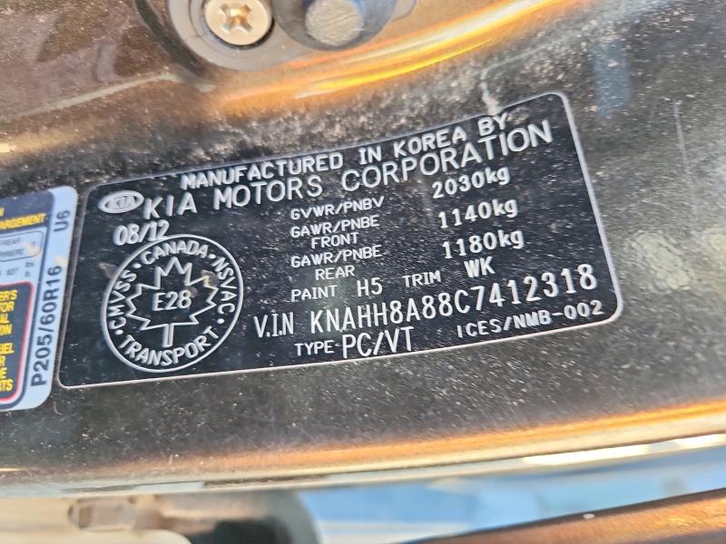 Aukcja sprzedaży 2012 Kia Rondo, vin: KNAHH8A88C7412318, numer aukcji: 58789526
