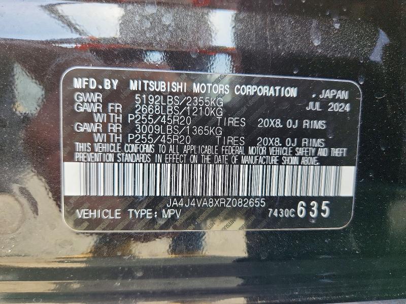 Aukcja sprzedaży 2024 Mitsubishi Outlander, vin: JA4J4VA8XRZ082655, numer aukcji: 56773256