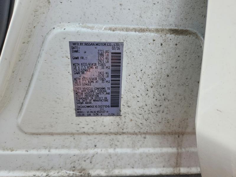 2016 Nissan Pathfinder მანქანა იყიდება აუქციონზე, vin: 5N1AR2MM0GC630706, აუქციონის ნომერი: 58743456