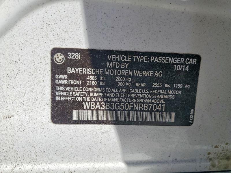 56424436 :رقم المزاد ، WBA3B3G50FNR87041 vin ، 2015 Bmw 328 مزاد بيع