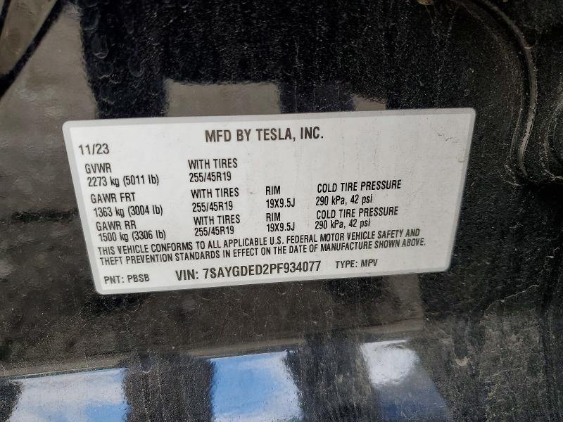 2023 Tesla Model Y მანქანა იყიდება აუქციონზე, vin: 7SAYGDED2PF934077, აუქციონის ნომერი: 56628196