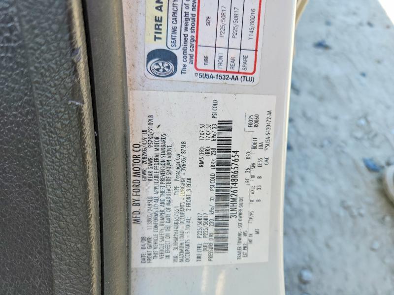 56275086 :رقم المزاد ، 3LNHM26T48R657654 vin ، 2008 Lincoln Mkz مزاد بيع