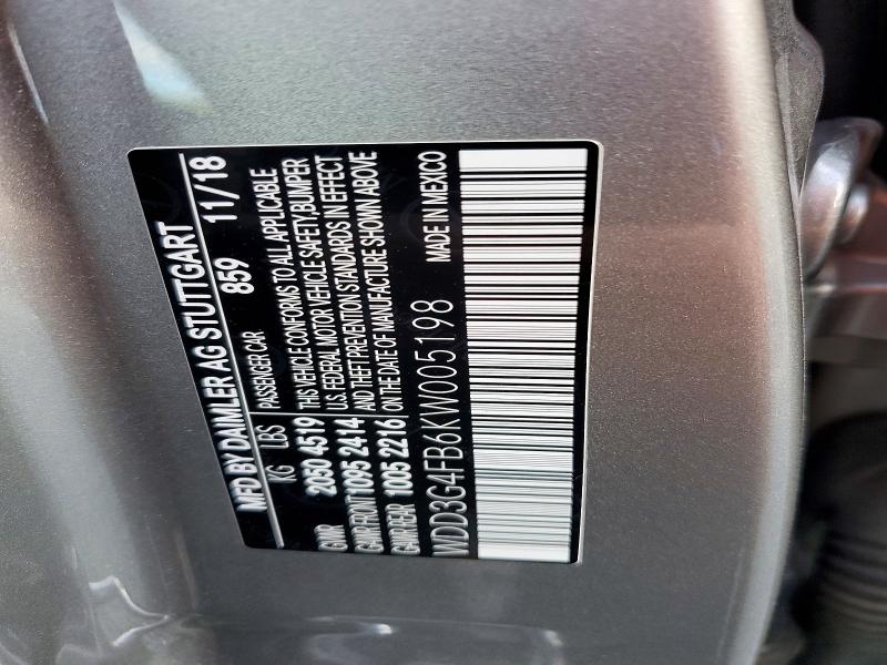 54943186 :رقم المزاد ، WDD3G4FB6KW005198 vin ، 2019 Mercedes-benz A مزاد بيع