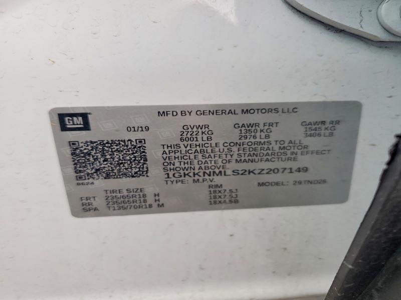2019 Gmc Acadia მანქანა იყიდება აუქციონზე, vin: 1GKKNMLS2KZ207149, აუქციონის ნომერი: 57558486