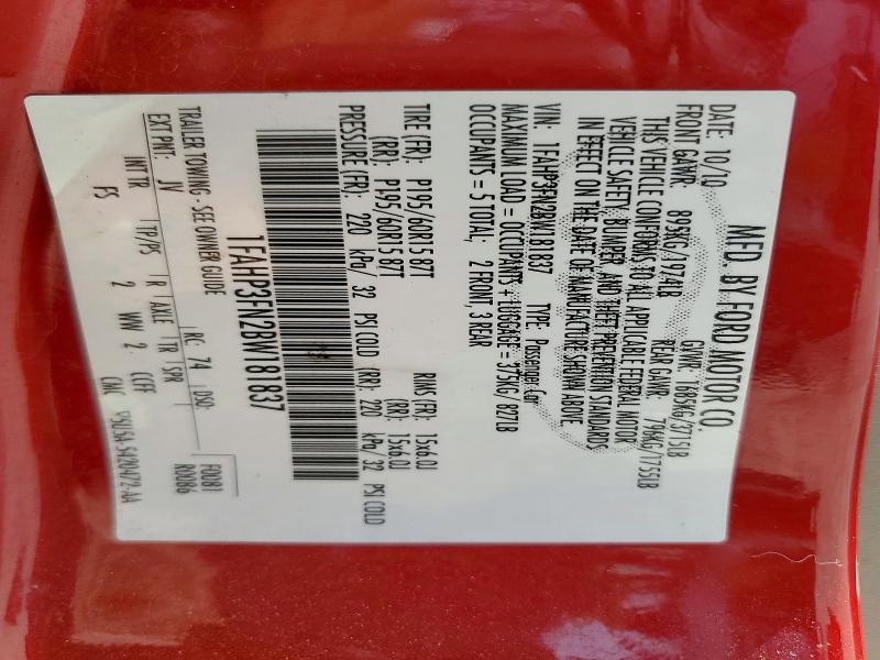 2011 Ford Focus მანქანა იყიდება აუქციონზე, vin: 1FAHP3FN2BW181837, აუქციონის ნომერი: 51339476