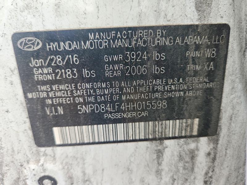 55552726 :رقم المزاد ، 5NPD84LF4HH015598 vin ، 2017 Hyundai Elantra مزاد بيع