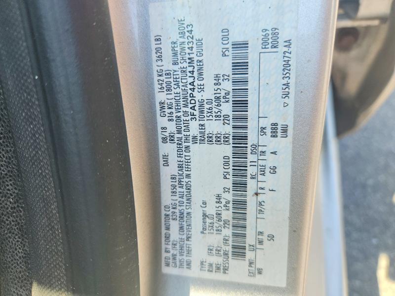 58988736 :رقم المزاد ، 3FADP4AJ4JM143243 vin ، 2018 Ford Fiesta مزاد بيع