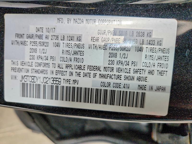 Продаж на аукціоні авто 2018 Mazda Cx-9, vin: JM3TCBDY1J0213659, номер лоту: 58628996