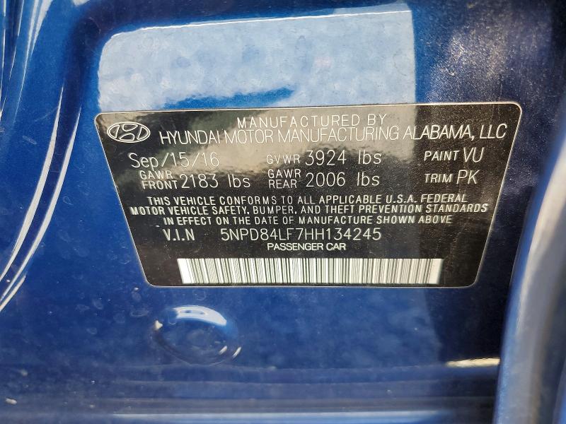 2017 Hyundai Elantra მანქანა იყიდება აუქციონზე, vin: 5NPD84LF7HH134245, აუქციონის ნომერი: 55846756