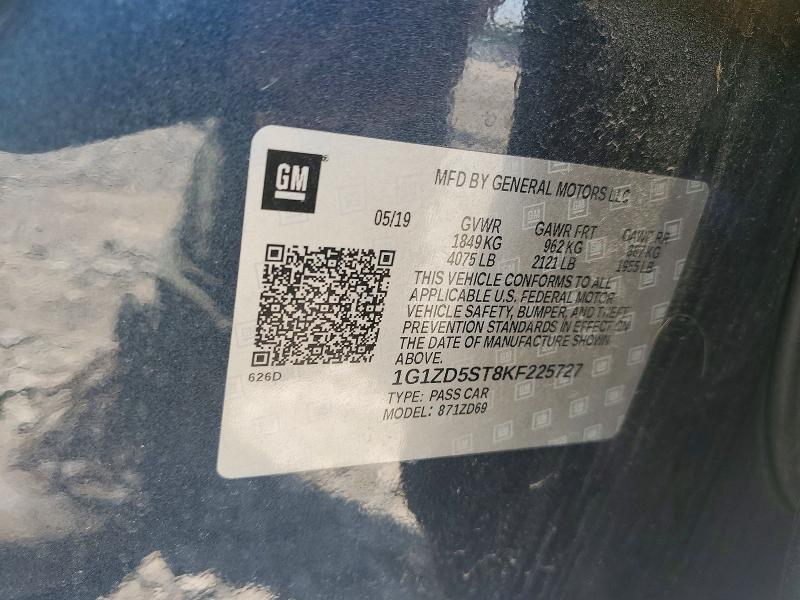 Aukcja sprzedaży 2019 Chevrolet Malibu, vin: 1G1ZD5ST8KF225727, numer aukcji: 56510776
