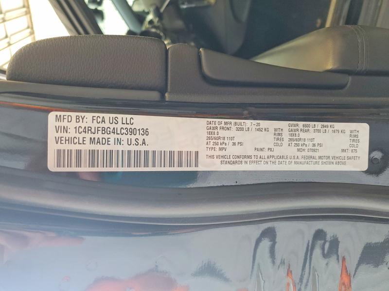 Продаж на аукціоні авто 2020 Jeep Grand Cherokee, vin: 1C4RJFBG4LC390136, номер лоту: 56870206
