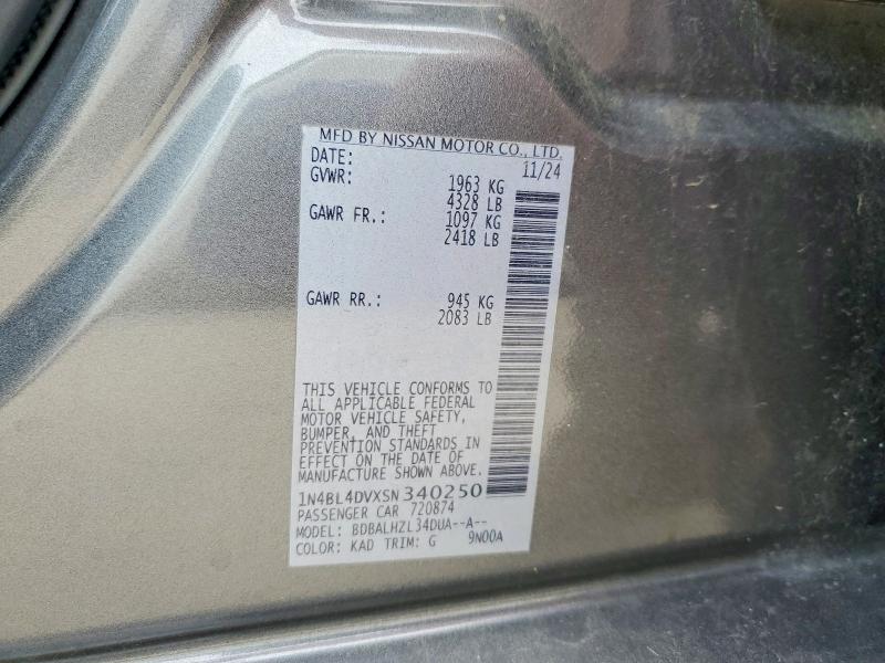 Продажа на аукционе авто 2025 Nissan Altima, vin: 1N4BL4DVXSN340250, номер лота: 56744926