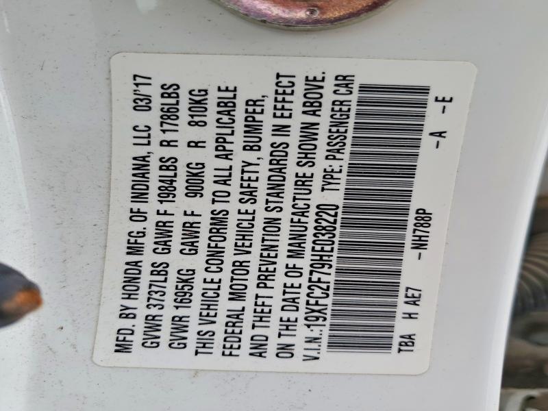 Aukcja sprzedaży 2017 Honda Civic, vin: 19XFC2F79HE038220, numer aukcji: 57966406