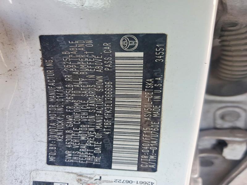 2014 Toyota Camry მანქანა იყიდება აუქციონზე, vin: 4T1BF1FK3EU366696, აუქციონის ნომერი: 57923306