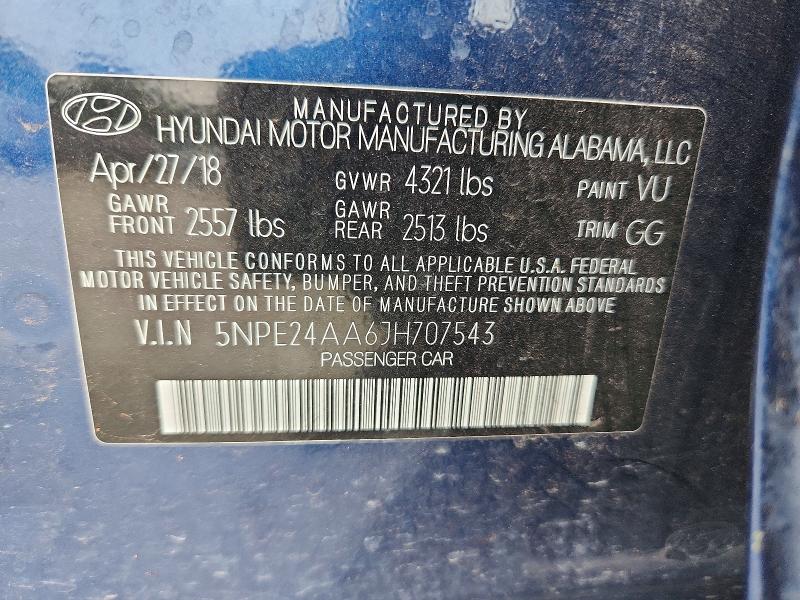 Aukcja sprzedaży 2018 Hyundai Sonata, vin: 5NPE24AA6JH707543, numer aukcji: 57732306