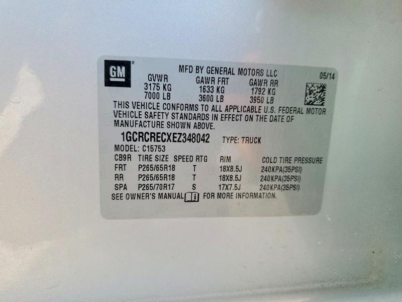 58542166 :رقم المزاد ، 1GCRCRECXEZ348042 vin ، 2014 Chevrolet Silverado مزاد بيع