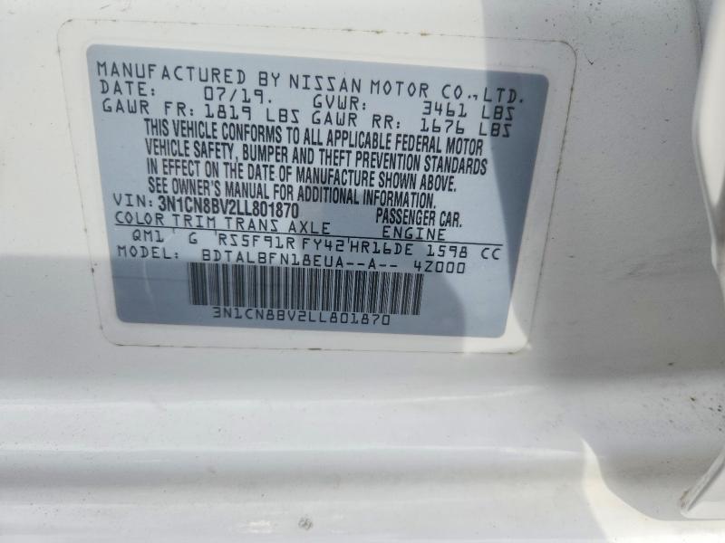 Продажа на аукционе авто 2020 Nissan Versa, vin: 3N1CN8BV2LL801870, номер лота: 56477986