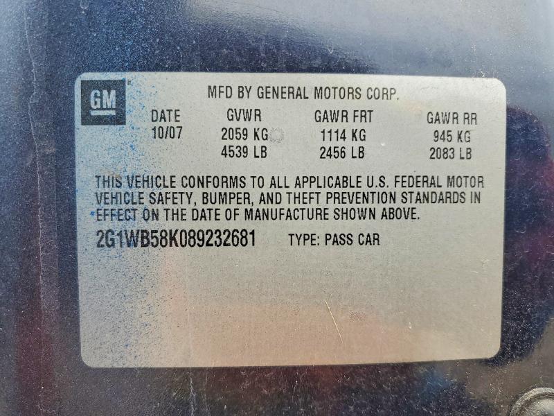 Aukcja sprzedaży 2008 Chevrolet Impala, vin: 2G1WB58K089232681, numer aukcji: 56570076