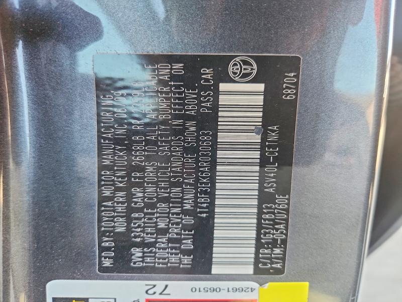 Продаж на аукціоні авто 2010 Toyota Camry, vin: 4T4BF3EK6AR030683, номер лоту: 57919026