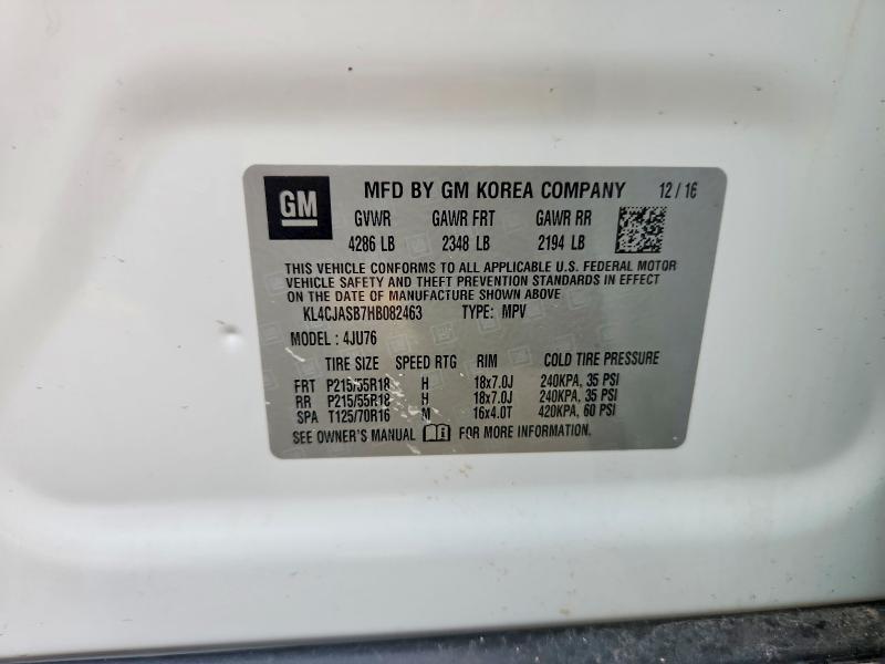 Продажа на аукционе авто 2017 Buick Encore, vin: KL4CJASB7HB082463, номер лота: 56460946