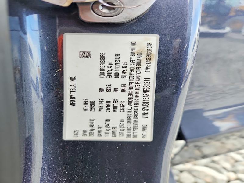 Продажа на аукционе авто 2022 Tesla Model 3, vin: 5YJ3E1EA2NF331211, номер лота: 56849066