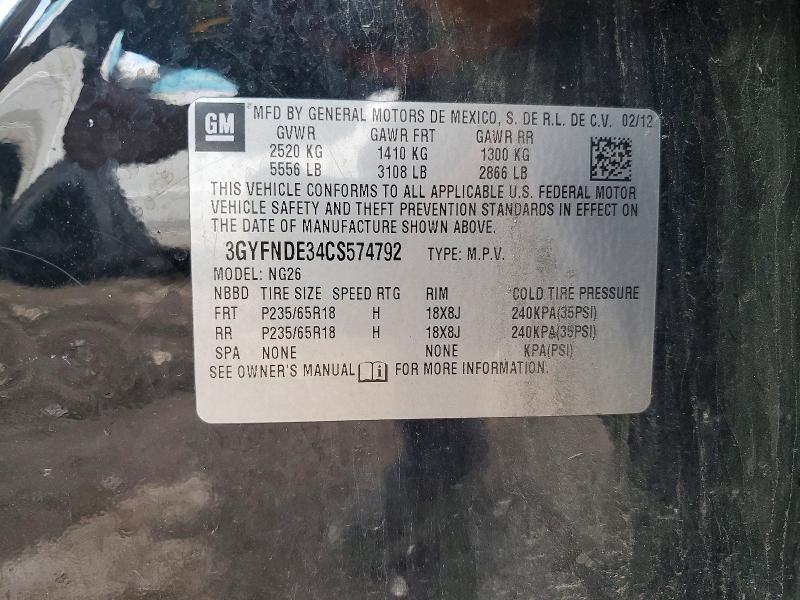 Продажа на аукционе авто 2012 Cadillac Srx, vin: 3GYFNDE34CS574792, номер лота: 57161326
