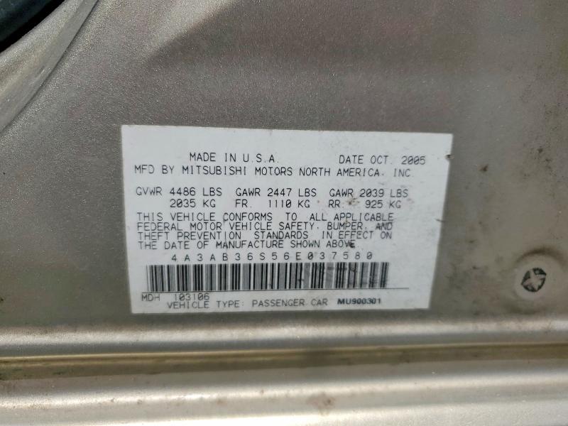 Aukcja sprzedaży 2006 Mitsubishi Galant, vin: 4A3AB36S56E037580, numer aukcji: 58086836