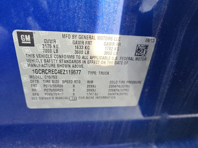 Продажа на аукционе авто 2014 Chevrolet Silverado, vin: 1GCRCREC4EZ119677, номер лота: 58445596