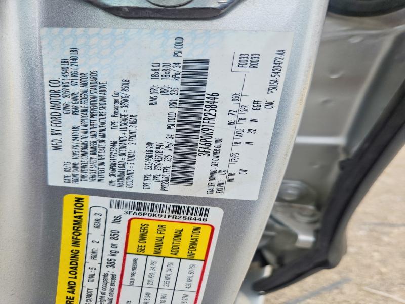 56395176 :رقم المزاد ، 3FA6P0K91FR258446 vin ، 2015 Ford Fusion مزاد بيع