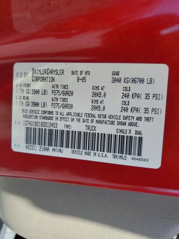Продаж на аукціоні авто 2006 Dodge Ram 1500, vin: 1D7HU18216S512453, номер лоту: 56764726